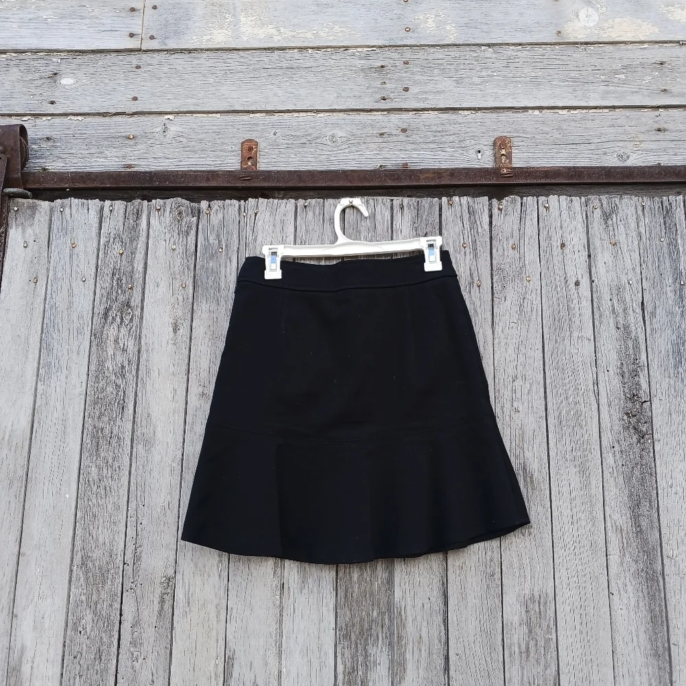 Gap Stretch Womens Sz 2‎ Black Cotton Spandex Flare Mid Rise Mini Skirt
